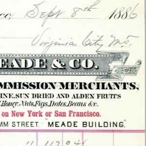Scarce Sept 1886 San Francisco Letterhead Meade & Co. Lion Brand Fruits & Honey  - Picture 1 of 3