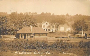Greene ME Me Central Railroad Station Train Depot Real Photo Postcard - Picture 1 of 2