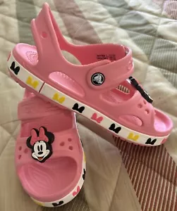Crocs Disney Mini Mouse Open Toe Pink Sandals Child Girl Sz 12 CUTE! - Picture 1 of 13