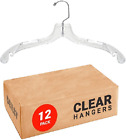 12 Pack Clear Plastic Shirt Hangers - Space Saving Heavy Duty - Durable Closet D