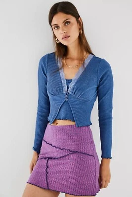 Urban Outfitters Spacedye Spliced Mini Skirt Pink Size M UK 10 Summer Festival  - Image 1 of 4