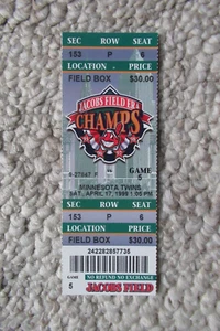 CLEVELAND INDIANS VS TWINS 4/17/1999 FULL TICKET ~ MANNY RAMIREZ CAREER HR #157 - Picture 1 of 1