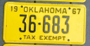 OKLAHOMA VINTAGE 1967 targa inutilizzata esente da tasse 36-683 - Foto 1 di 4