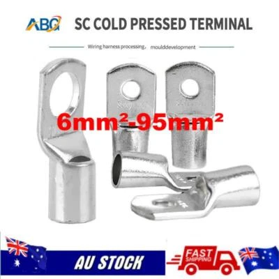 6MM² - 95MM² Battery Copper Crimp Terminals Cable Lug Eyelet Wire Ring Connector - image 1 of 4