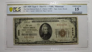 $20 1929 Thief River Falls Minnesota National Currency Bank Note Bill #5894 PCGS - Picture 1 of 4