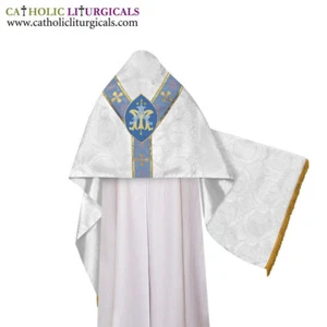 NEW White Humeral Veil with AM embroidery, voile huméral, velo omerale - Picture 1 of 1