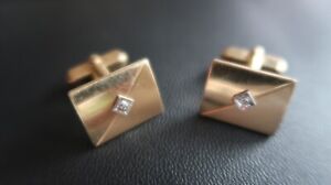 Vintage Anson 12k Gold Filled Diamond Accent Cufflinks