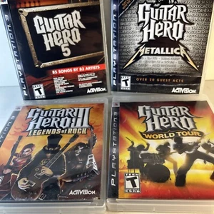 PS3 Lot: Guitar Hero 3, 5, World Tour And Metallica Complete CIB Tested Working - Picture 1 of 16