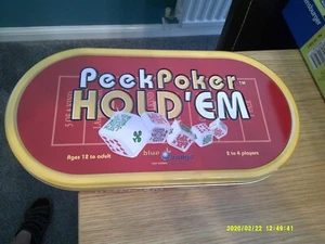PEEK POKER HOLD EM GAME BLUE ORANGE COMPLETE  FREE UK POST - Picture 1 of 4