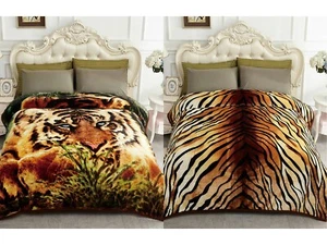 Queen/King Sizes Korean Mink Blanket Thick Reversible Tiger Design Warm Throw - Picture 1 of 93
