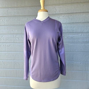 ASICS Duo Tech Medium Long Sleeve V Neck Purple Lavender Semi Fitted Top - Picture 1 of 7