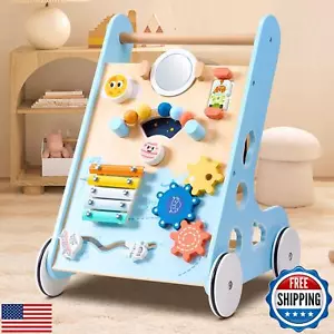 Wooden Baby Walker Push and Pull Learning Activity Walker, Baby Push Walker f - Picture 1 of 5