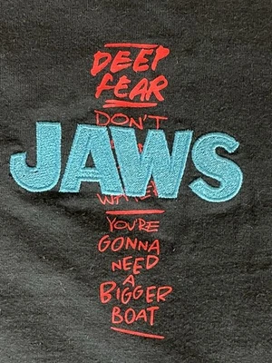 JAWS Shirt Large Red White Shark Graphic Print American Thriller Movie T-shirt - Image 1 of 4