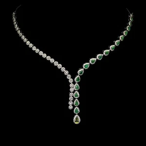 Mother Day 925 Silver Necklace Pear Peridot Emerald Natural Gemstone Jewelry 17 - Picture 1 of 14