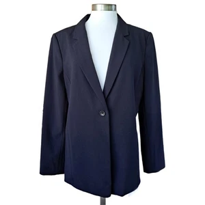  DKNY Navy Blue One-Button Blazer Jacket Size 16 Business Casual - Picture 1 of 7
