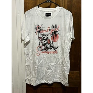 Lily & Lottie Feral Girl Sommer Waschbär weiß Grafik T-Shirt Damen Large - Bild 1 von 7