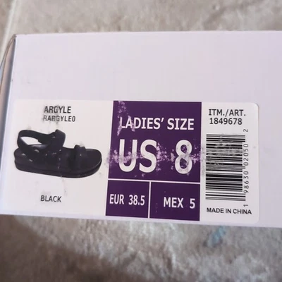 全新 Dolce Vita Argyle 女式 8 码黑色鞋垫踝带凉鞋 — 第 1/3 张图片