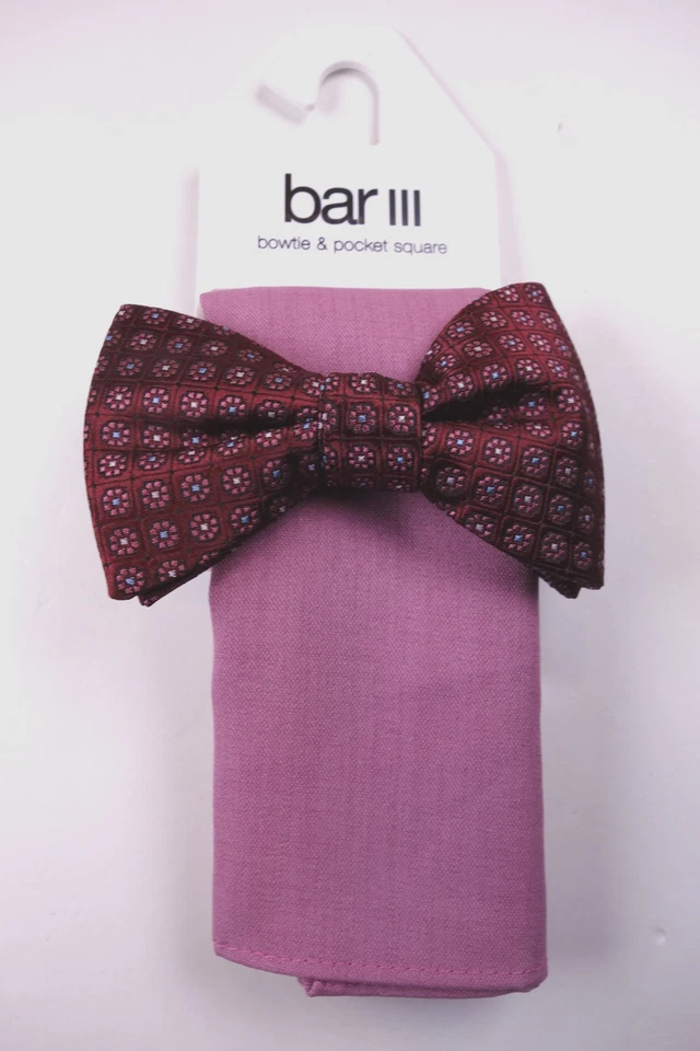 Pajarita floral roja borgoña BAR III y cuadrado de bolsillo rojo rosa NUEVO Foto 1 de 1