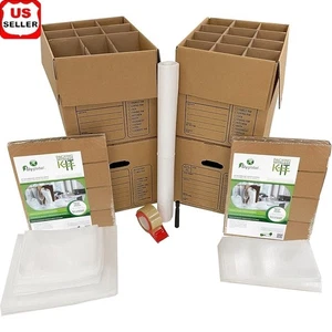 Kitchen Moving Kit Packing Boxes Dish Pack Glass Pack Tape Paper Supplies Set US - Picture 1 of 9