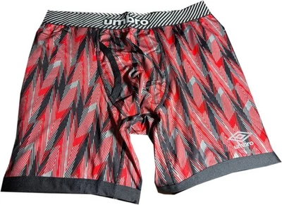 Cueca Boxer Umbro Masculina de Alto Desempenho Padrão Vermelho/Cinza/Preto/UM5073BB-M-Nova Com Etiqueta - Imagem 1 de 4