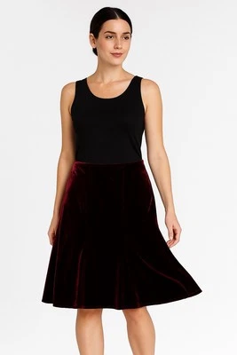 Eileen Fisher Nueva Falda Godet Terciopelo De Colección En Morera Talla L Foto 1 de 4