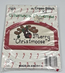 New Sealed Small Cross Stitch Kit Merry Christmoose - Picture 1 of 2