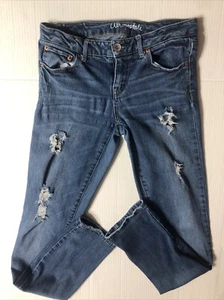Jeans donna Aeropostale Baylis skinny bottoni mosca effetto invecchiato taglia 4 blu reg - Foto 1 di 6