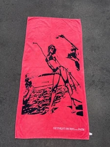 Victoria's Secret Swim Beach Towel Pink Black 100% Cotton 28x56" - Picture 1 of 16