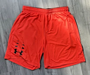 Under Armour Size Large Loose HeatGear Red Orange Shorts Gym Running Sports - Picture 1 of 16
