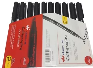 More details for 10 x chislled nib black calligraphy pens 2mm  for  italic, arabic, persian