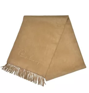 Burberry Unisex Taupe Tan Brown Cashmere Scotland Winter Scarf Fringe Western - Picture 1 of 5