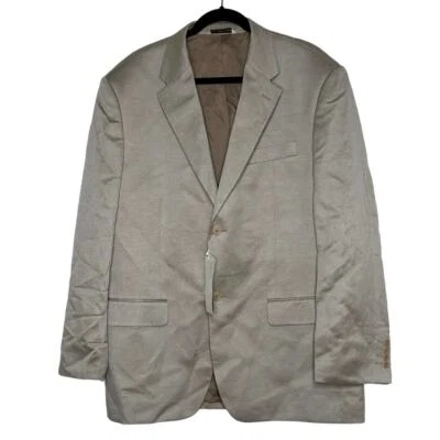 Perry Ellis 46R khaki tan blazer 55% linen 45% tencel NEW - Image 1 of 4