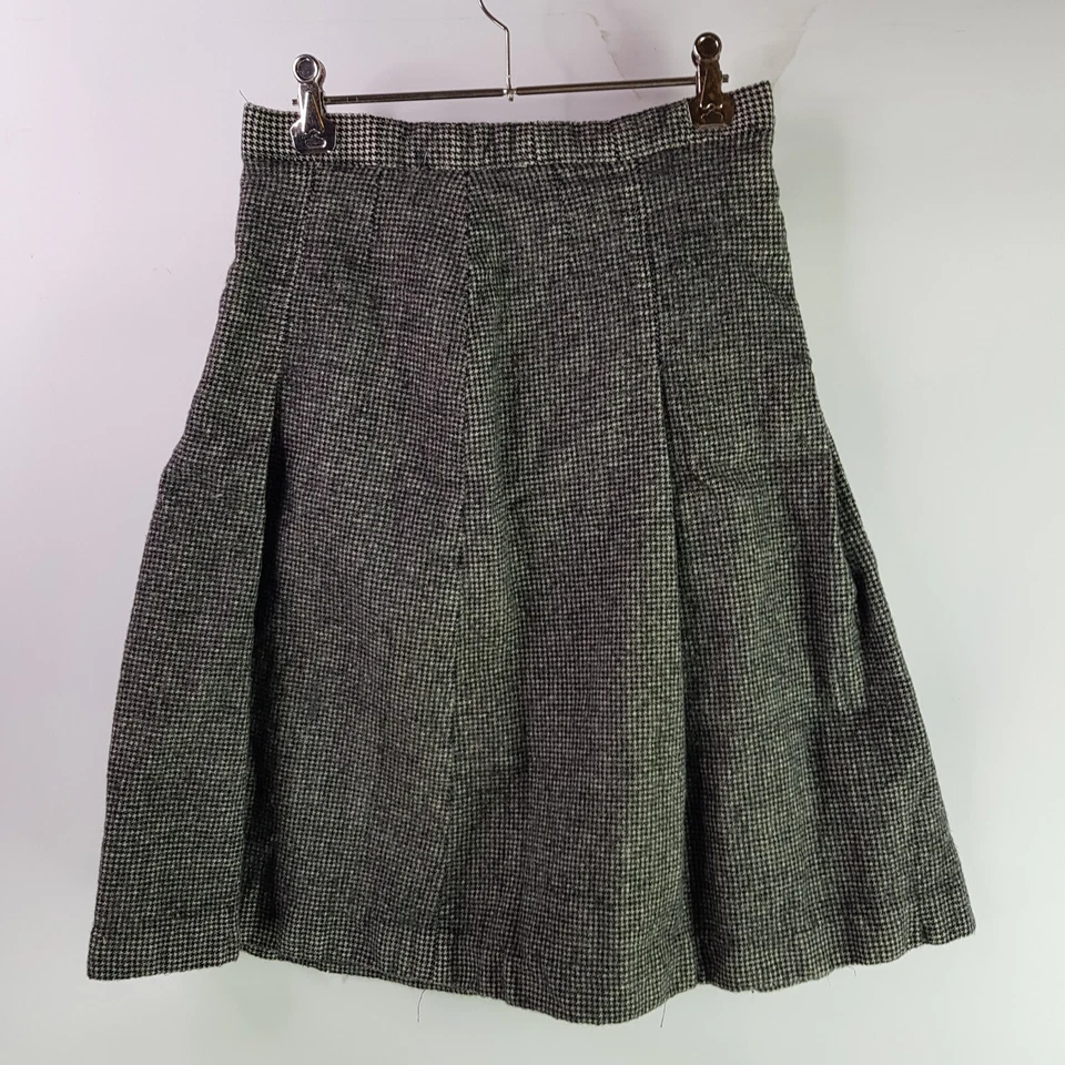 Falda de lana pata de gallo New Yorker para mujer talla 10 gris plisada línea A hasta la rodilla Foto 1 de 4