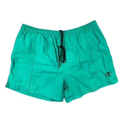 Vintage Champion Shorts Mens XL Turquoise Aqua With Mesh Liner 90s Swim Nylon - Image 1 of 4
