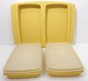 Tupperware Harvest Gold Deli Keeper Set with Lids - 5-Piece Vintage Kitchenware - Picture 1 of 7