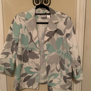 Alfred Dunner Women's Mint Gray Floral Lined Blaxer Size 8 Spring Graduation - Picture 1 of 6