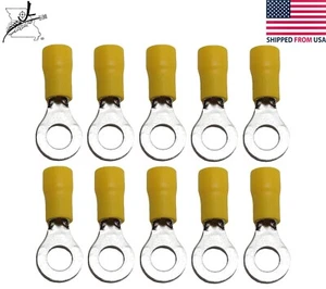 10x 12-10 AWG 1/4" Ring Loop Terminal Wiring Wire Crimp On Insulated End PVC .25 - Picture 1 of 7