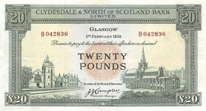 Billete en circulación Scotland 20 libras 1,2.1958 P 193a serie B WH2 - Imagen 1 de 2