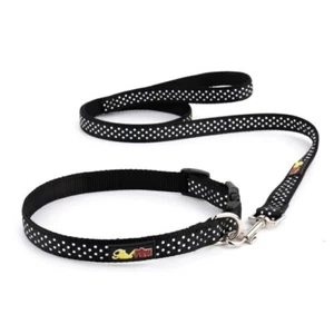 Black Polka Dot Dog Collar and Matching Lead Set - Puppy and Dog - Picture 1 of 17