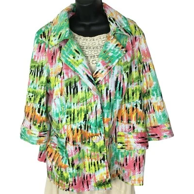 Chaqueta Blazer Vintage Christopher Banks Para Mujer 2X Colorida Geométrica Cuadrada Foto 1 de 4