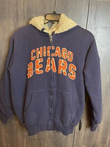 NFL Pro Line Chicago Bears Full Zip Up Hooded Jacket Mens Large Blue Sherpa - Picture 1 of 7