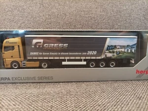 Herpa H0 1:87 in OVP: MAN TGX Gardinenplane "Gress Spedition - DANKE für...2020" - Bild 1 von 6
