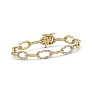 Brazalete con clip de diamantes naturales en oro amarillo de 14K - Imagen 1 de 4
