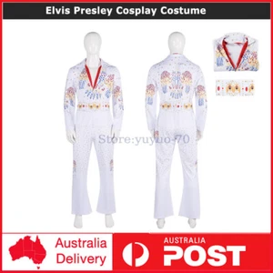 Elvis Presley Cosplay Costume White Long Sleeve Uniform Halloween Adult & Kid - Picture 1 of 21