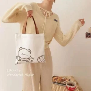 Cartoon Print Mini Handbags Canvas Lunch Bag Portable Tote Bag - Picture 1 of 8
