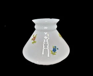 Vintage GWTW Hurricane Shade 6" Fitter Hand Painted Flowers Milk Glass - Picture 1 of 7