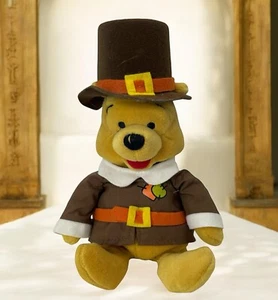 Vintage Disney Pilgrim Thanksgiving Winnie The Pooh Bean Bag Plush - Picture 1 of 9