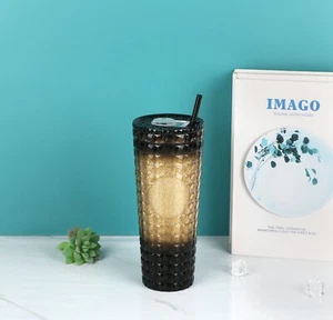 Vaso con tachuelas de 24 oz con tapa y paja vaso de plástico reutilizable vaso de bebidas de viaje - Imagen 1 de 2