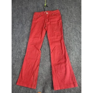 Vintage Unionbay Flare Leg Jeans Red Stretch Denim Pants Women's Size 9 Y2K - Picture 1 of 13