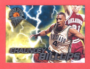 1997 WHEELS ROOKIE THUNDER BKB Chauncey Billups SP RISING STORM BLUE RC CARD #3